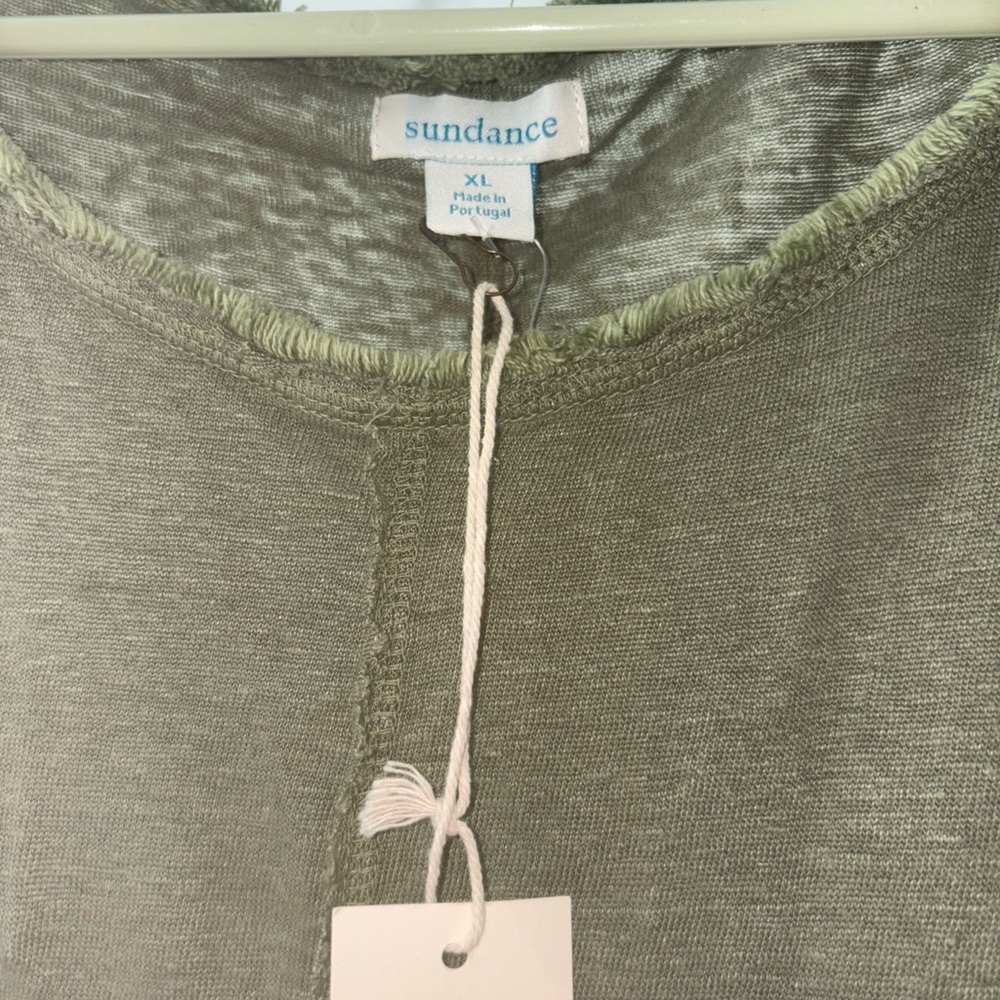 Sundance Sage Green Knit Top Linen material